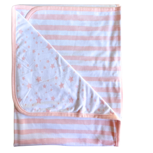 Manta Reversible Minime - Rosado a rayas / Estrellas