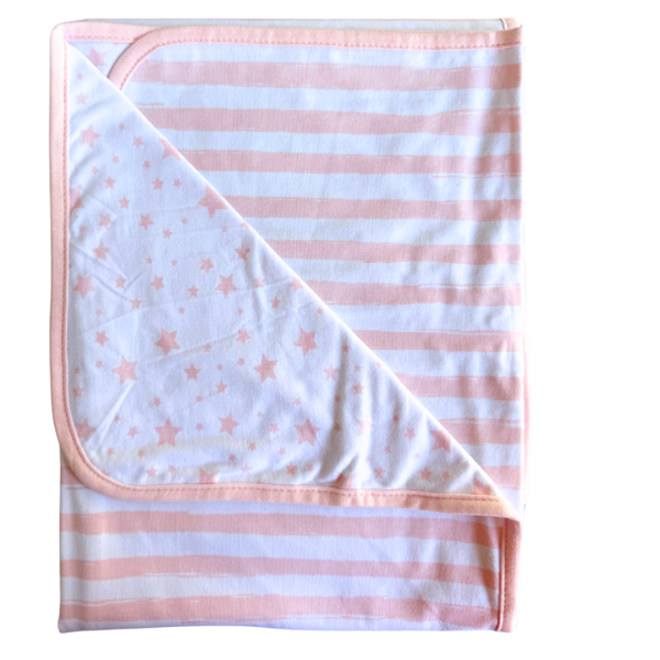 Manta Reversible Minime - Rosado a rayas / Estrellas