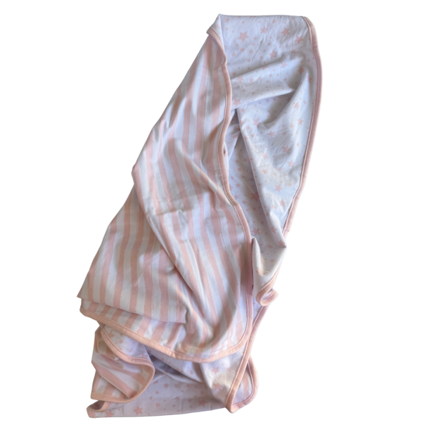 Manta Reversible Minime - Rosado a rayas / Estrellas - Imagen 2