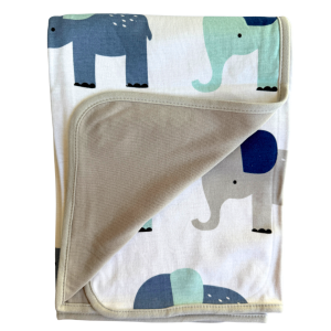 Manta Reversible Minime - Gris / Elefantes grandes