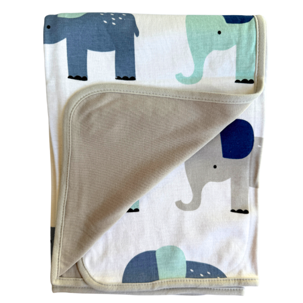 Manta Reversible Minime - Gris / Elefantes grandes
