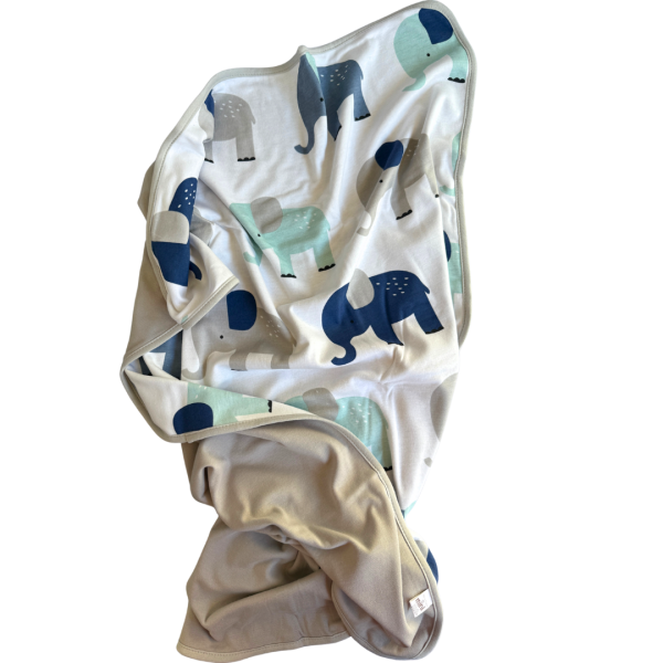 Manta Reversible Minime - Gris / Elefantes grandes - Imagen 2