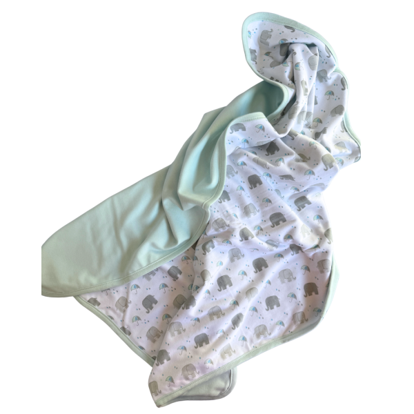 Manta Reversible Minime - Celeste / Elefantes y paraguas - Imagen 2