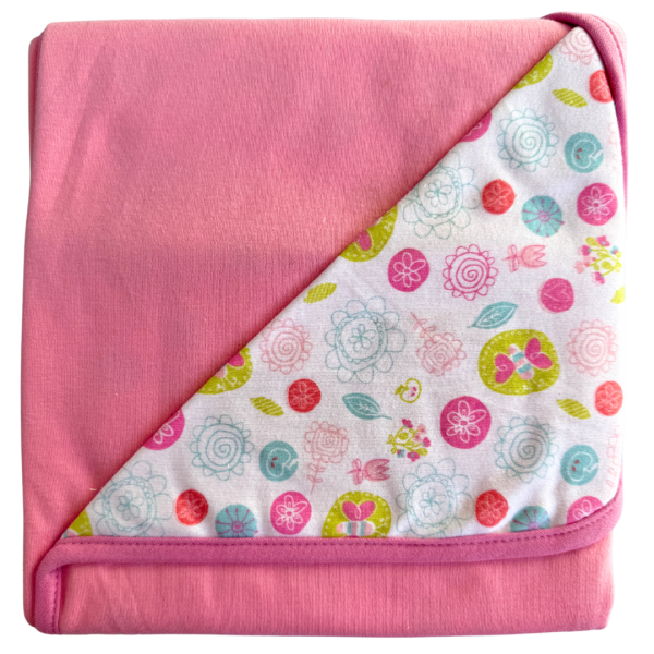 Manta Reversible Minime - Rosado / Flores de colores