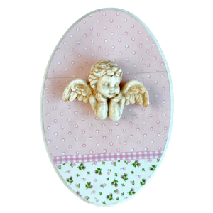 Cuadro Decorativo - Angelita Fondo Rosado