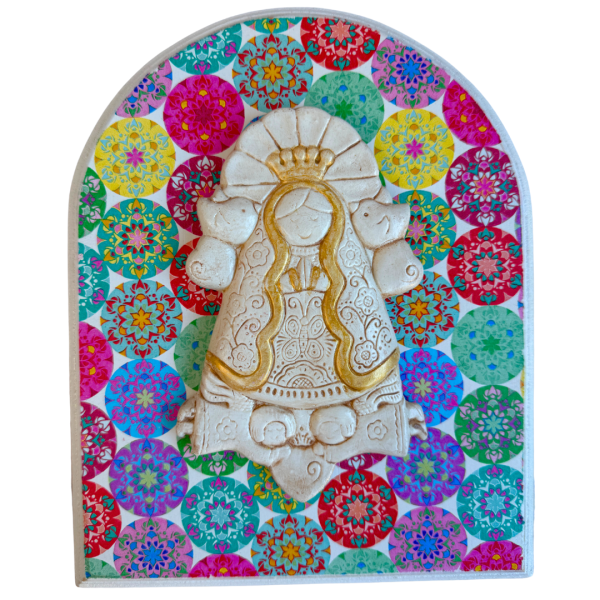 Cuadro Decorativo Dulce Virgencita fondo colores
