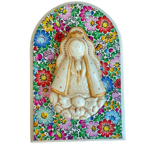 Cuadro Decorativo Virgen Lupita fondo floreado