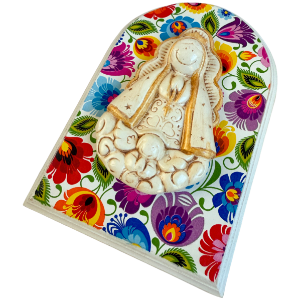 Cuadro Decorativo Virgen Lupita fondo flores colores - Imagen 2