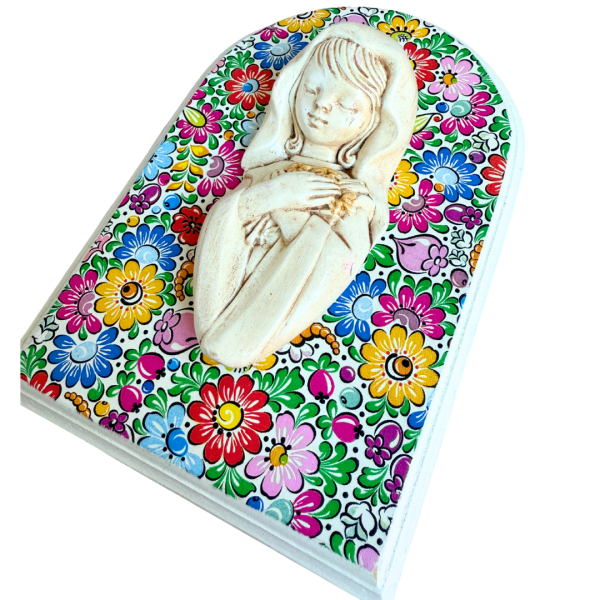 Cuadro Decorativo Virgen Maria fondo floreado - Imagen 2