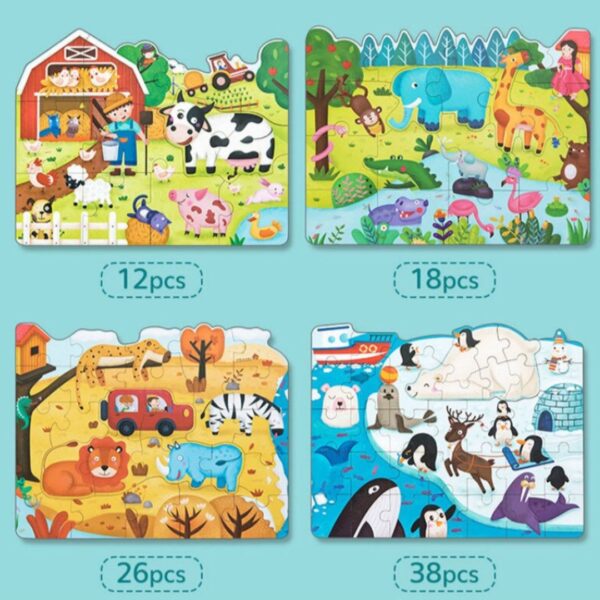 Puzzle Progresivo 4 en 1 – Animales Grow up (94 piezas) - Imagen 2