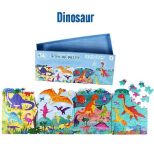 Puzzle Progresivo 4 en 1 – Dinosaurios Grow up (94 piezas)