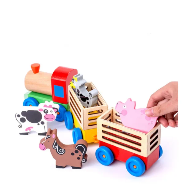 Tren de Madera con Animales de Granja - Imagen 4