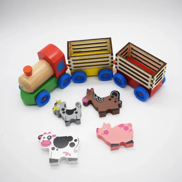 Tren de Madera con Animales de Granja - Imagen 5