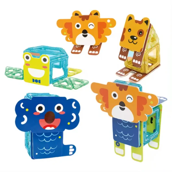 Bloques 3D Magneticos Figuras Animalitos Construcción 35 Pcs