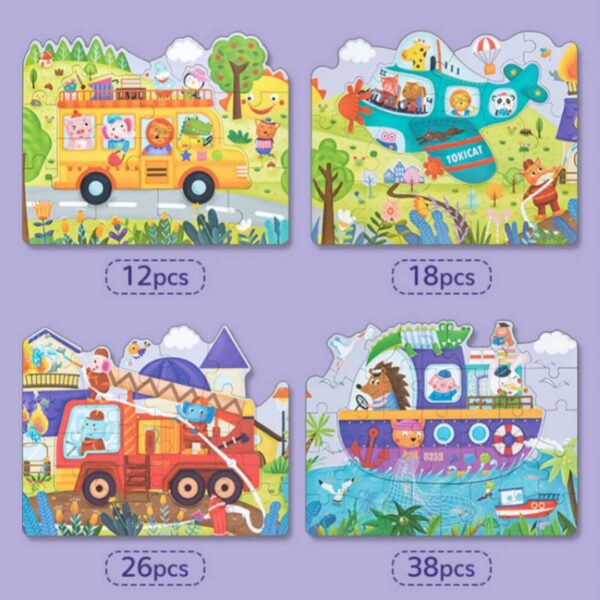 Puzzle Progresivo 4 en 1 – Tráfico Grow up (94 piezas) - Imagen 2