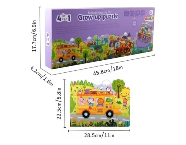 Puzzle Progresivo 4 en 1 – Tráfico Grow up (94 piezas) - Imagen 3