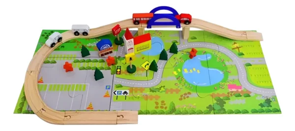 Pista de Madera con Puente - Imagen 3
