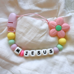 Portachupete personalizado de silicona - "M Jesús"
