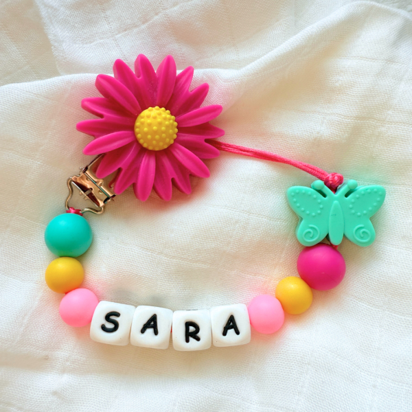 Portachupete personalizado de silicona - "Sara"